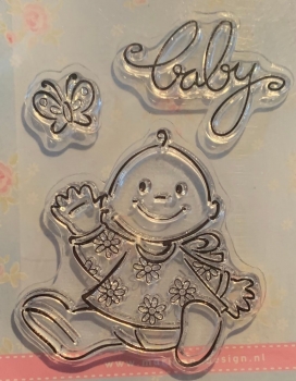 Clear Stamp Eline's Babies, Baby winkend, Schmetterling